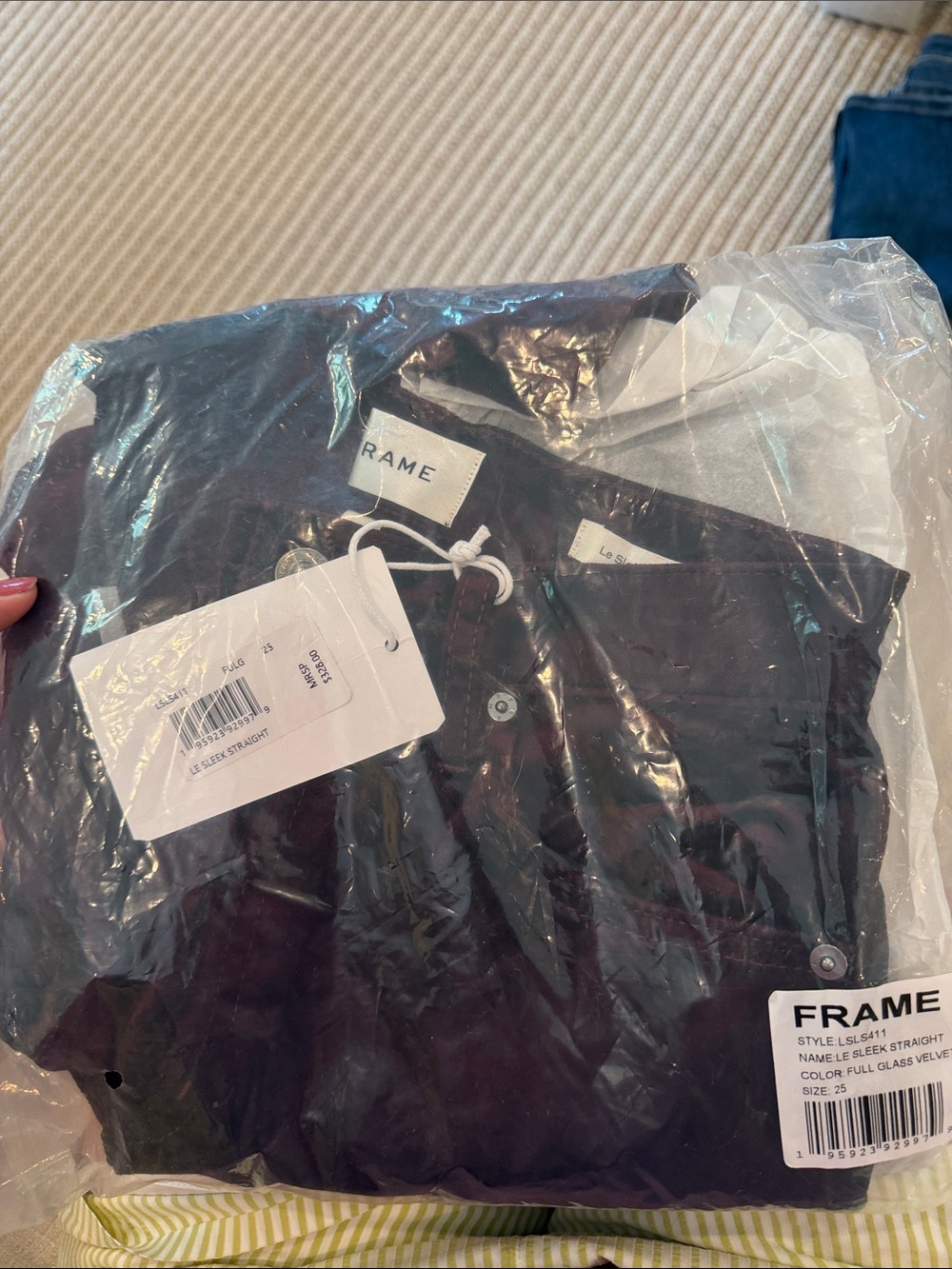 Frame Denim velvet pants in deep plum